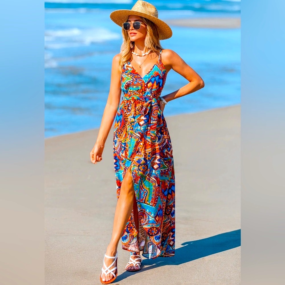 Cupshe Abstract Rhythm Vibrant Multicolor Maxi Dress - Picture 5 of 11
